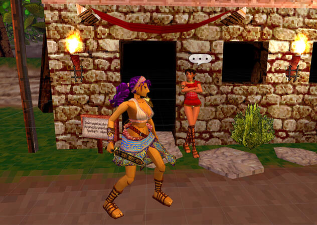 Amara and a villager